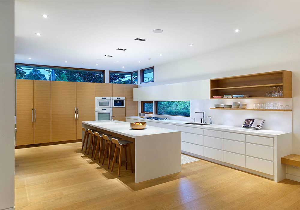 White Plywood Modern Kitchen Cabinet