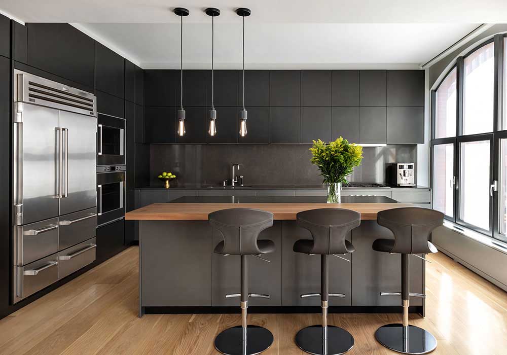 Black Pvc Modern Kitchen Cabinet