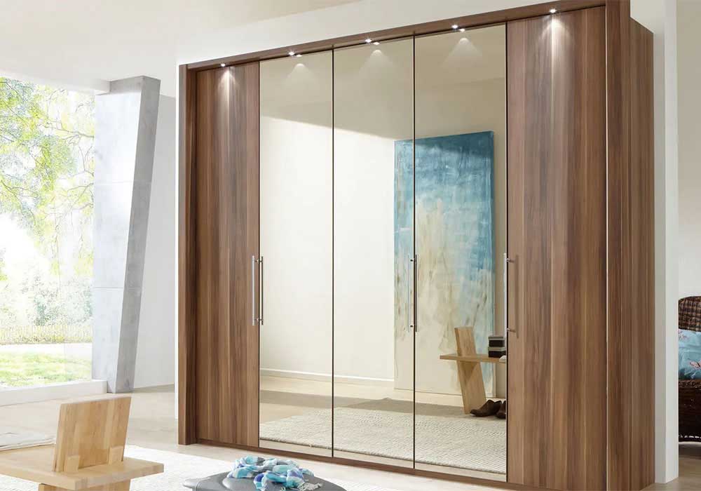 Modern Design Wardrobe Swing Door Closet With Mirror