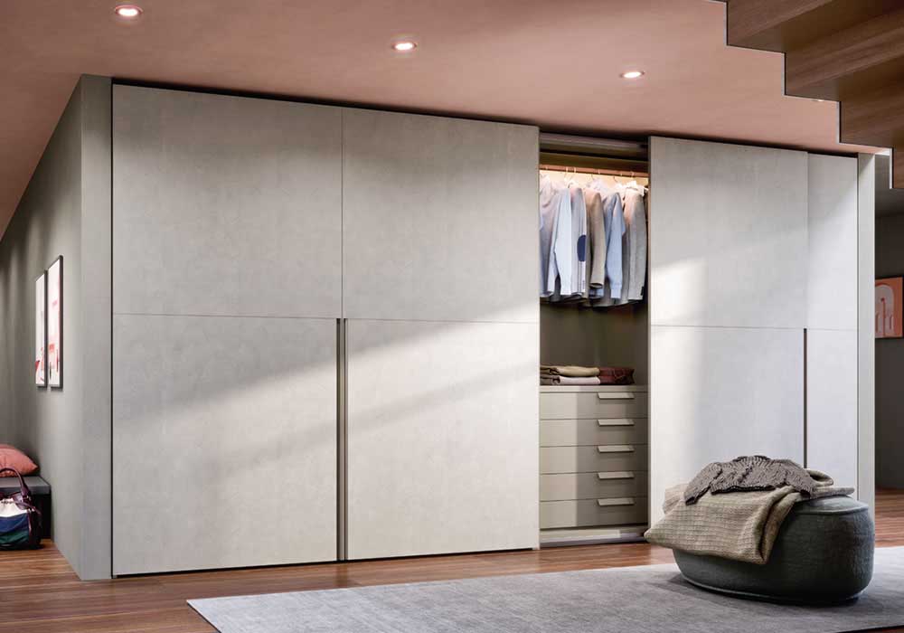 White Cedar Coat Wardrobe Sliding Door Closet System With Drawers