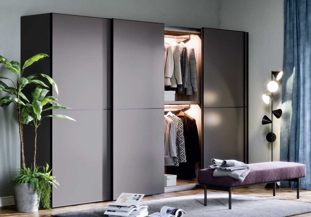 Bedroom Black Fancy Clothing Wardrobe Sliding Door Closet