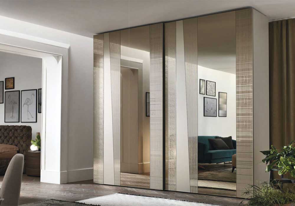 Modern Design Wardrobe Sliding Door Closet With Mirror