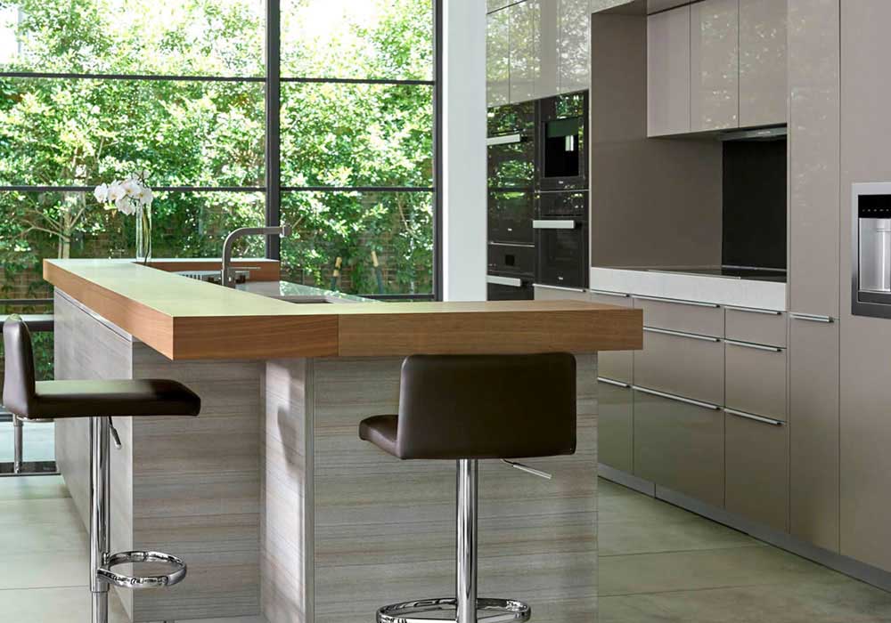 Light Grey Plywood Modern Kitchen Cabinet