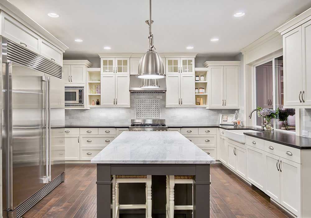 Gray And White Mdf Shaker Kitchen Cabinet