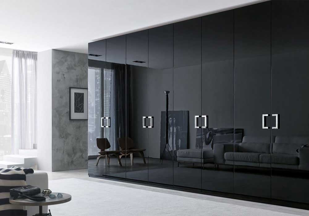 Bedroom Black Fancy Clothing Wardrobe Swing Door Closet